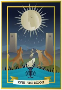 Tarot card the moon Stock Illustration