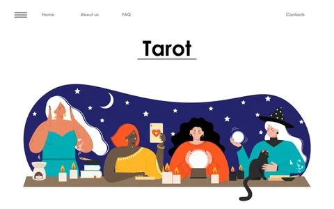 Tarot card online vector web page fortuneteller Stock Illustration