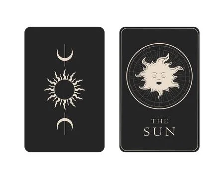 Tarot card with reverse side. The Sun Major Arcana symbol. Tarot symbolism Stock Illustration