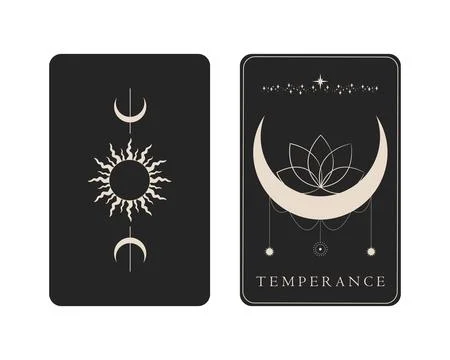 Tarot card with reverse side. Temperance Major Arcana symbol. Tarot symbolism Stock Illustration