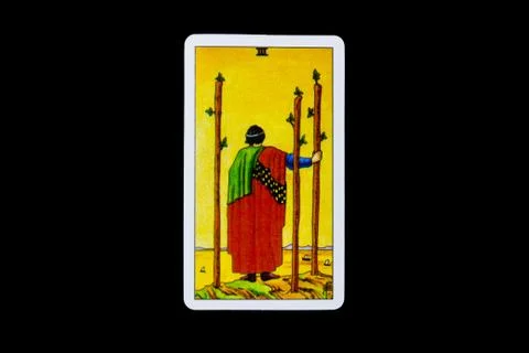 Tarot card Three Wands Stock Photos