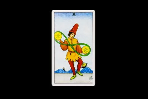 Tarot card Two Pentacles Stock Photos