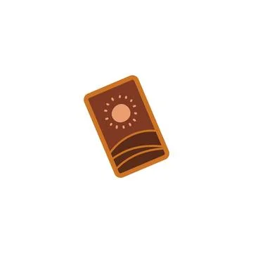 Tarot card vector icon on a white background with elements of the sun and earth Stock Illustration