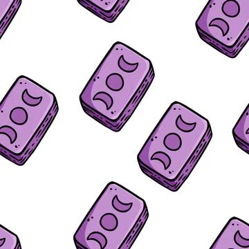 Tarot cards seamless border pattern. Cute tarot decks doodles wallpaper. Vect Stock Illustration