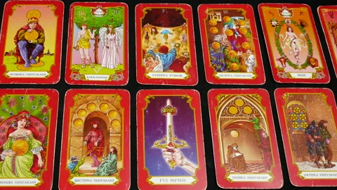 Tarot cards on the table Stock Footage 235002963