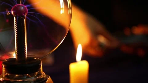 Tarot Cards, Woman Hand and Electric Sphere in Candle Light Vídeo Stock 44704853