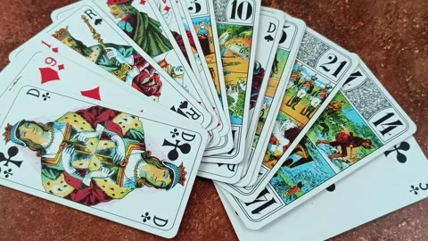 Tarot deck cards, close up Stock Footage 254517743