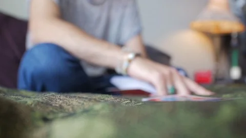 The tarot is a pack of playing Tarot cards Reader Reading Future And Fortune Stock-Footage 105367070