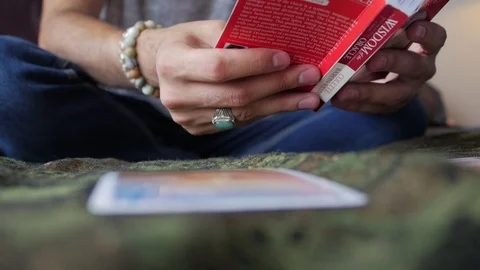 The tarot is a pack of playing Tarot cards Reader Reading Future And Fortune Stock Footage 105367187