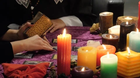 Tarot reader cards Stock Footage 245746337