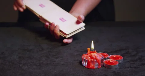 Tarot Reader Hands Shuffling Tarot Cards Stock Footage 243359311