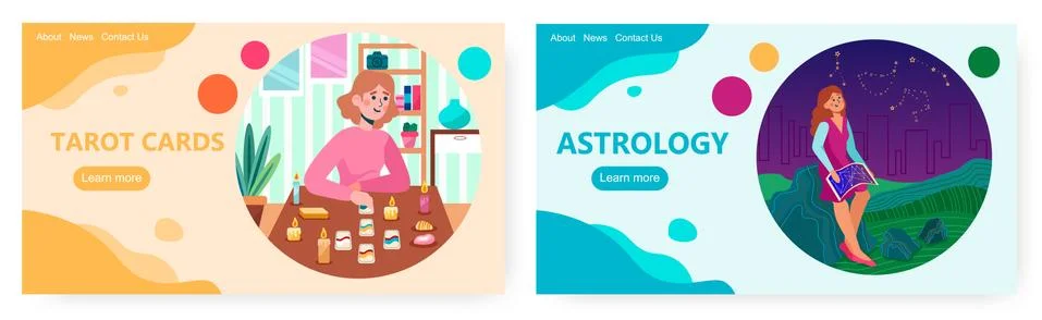 Tarot reader or fortune teller reading and forecasting future using tarot card Illustration