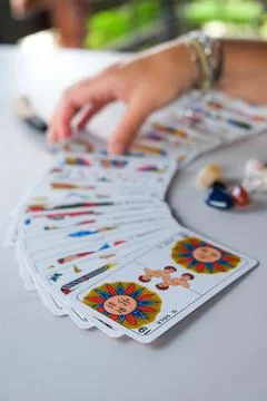 Tarot reader picking tarot cards. Tarot reader or Fortune teller reading and  Stock Photos