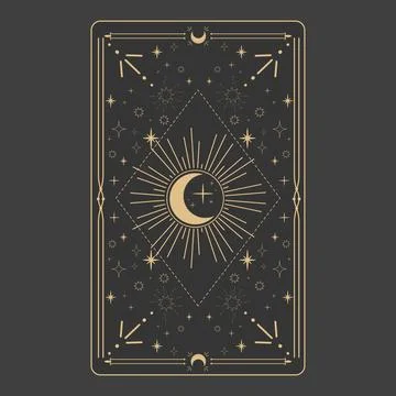 Tarot reverce border magic sacred cover card frame gold line border celelstial Stock Illustration