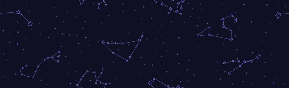 Tarot seamless pattern with blue constellations and stars on a dark backgroun Stock Illustration