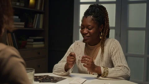 Tarot Specialist Explaining Card Stock Footage 312266625