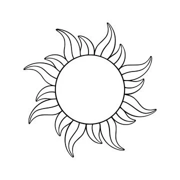 Tarot sun circle frame. Magic tarot sun in doodle style. Vector illustration Stock Illustration