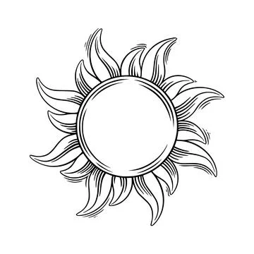 Tarot sun circle frame. Magic tarot sun in doodle style. Vector illustration Stock Illustration