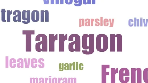 Tarragon Tag Cloud Animated Isolated On White Stock Footage 107205890