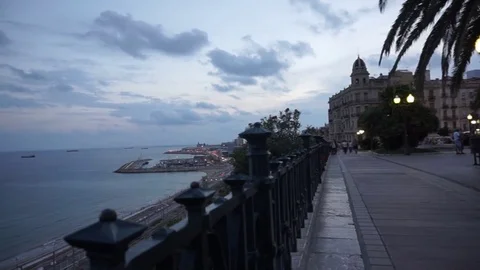 Tarragona beach during the dusk Stock Footage 97174029