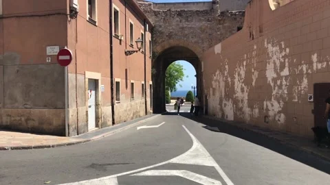 Tarragona, Spain, A building with graffiti on the side of a road Stock-Footage 134252174