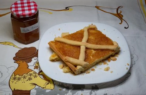 Tart with Annurca apple jam Stock Photos