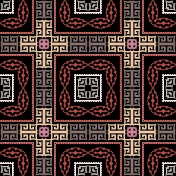 Tartan greek vector seamless pattern. Abstract tribal ethnic arabesque style  Illustrazione stock