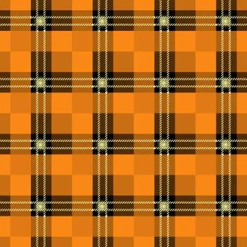Tartan orange plaid pattern. Seamless background in warm autumn color. eps10 Stock Illustration