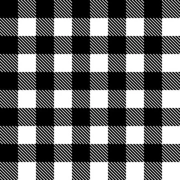 Tartan pattern. Black White tartan scotland seamless. Stock Illustration