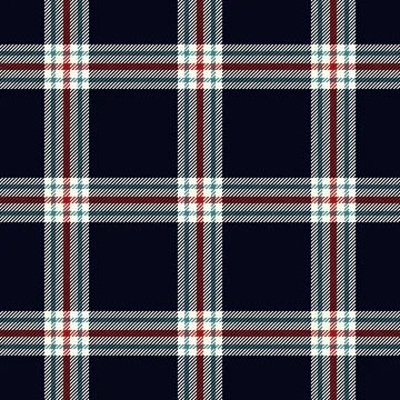 Tartan pattern. Seamless dark check plaid background texture dark blue, red,  Illustrazione stock