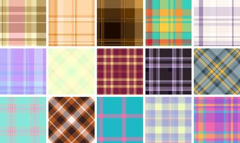 Tartan pattern set reflecting traditional Scottish clan heritage. Vector desi 库存插图