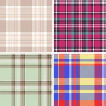 Tartan pattern set reflecting traditional Scottish clan heritage. Vector desi Stock Illustration