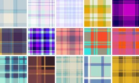 Tartan pattern set for Scottish clan-inspired design. Seamless vector repea.. Stock Illustration