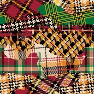 Tartan plaid fabric patchwork abstract wallpaper Stock Illustration