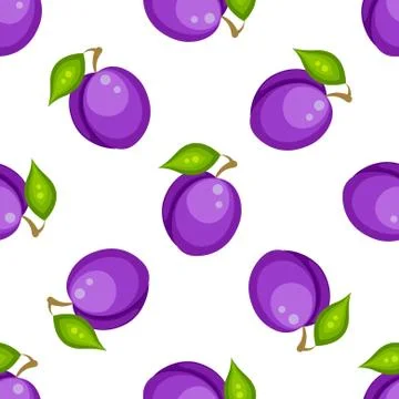 Tartan plaid with plums seamless pattern Stock Illustration