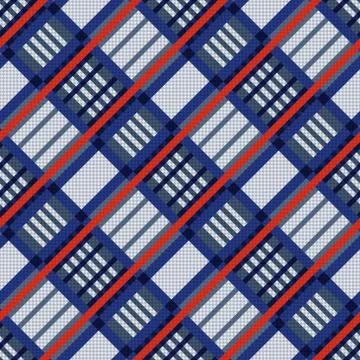 Tartan seamless diagonal texture in blue, red and grey Illustrazione stock