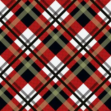 Tartan Seamless Pattern Background. Black, Red and White Plaid, Tartan Flanne Stock Illustration