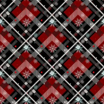 Tartan Seamless Pattern Background. Red, Black, Blue, Beige and White Plaid w Stock Illustration