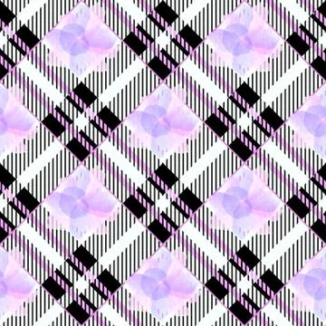 Tartan Seamless Pattern Background. Ultra violet, pink , white Plaid, Tartan Stock Illustration