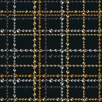 Tartan seamless pattern with ball chains Stock Illustration
