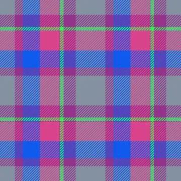 Tartan seamless pattern with grey, green, blue and red color Stock Illustration