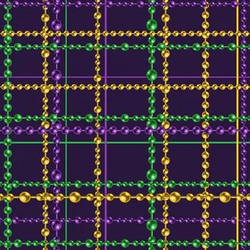 Tartan seamless pattern with string of beads. Stock Illustration