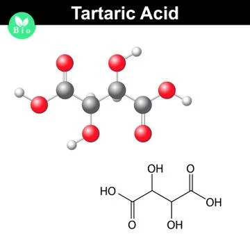 Tartaric acid molecule formula Ilustración de archivo