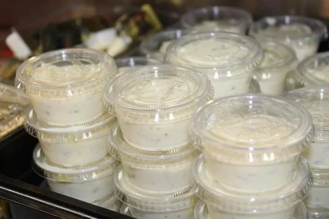 Tarter Sauce in Cups Stock Photos