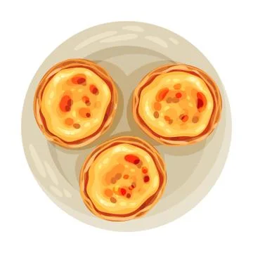 Tartlet from Puff Paste Filled with Pastry Cream as Portuguese Dessert View from Stock Illustration