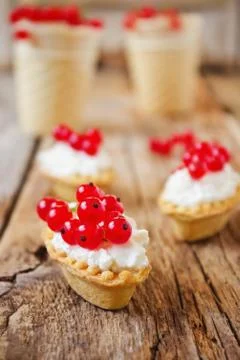 Tartlets with cottage cheese Stock Photos