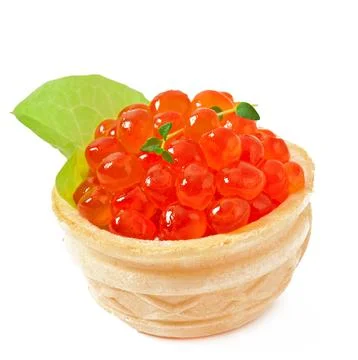 Tartlets with red caviar Stock Photos