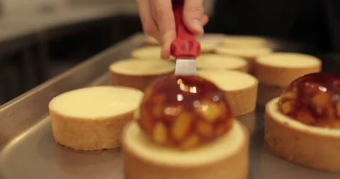 Tartlets on the table of a professional confectioner Stock Footage 262213202