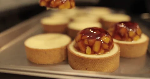 Tartlets on the table of a professional confectioner Stock Footage 262213232
