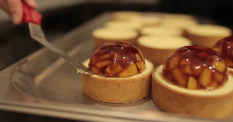 Tartlets on the table of a professional confectioner Stock Footage 262213306